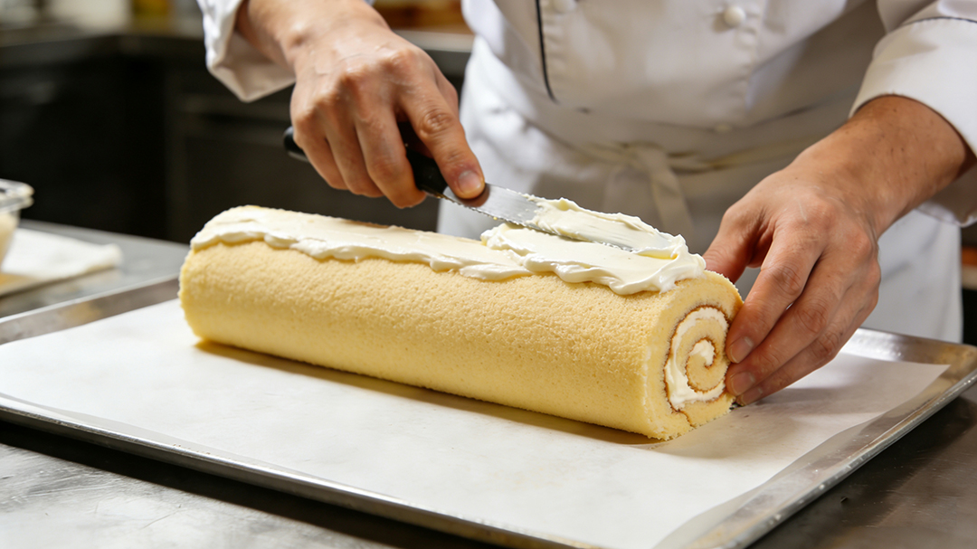 涂抹奶油与卷制